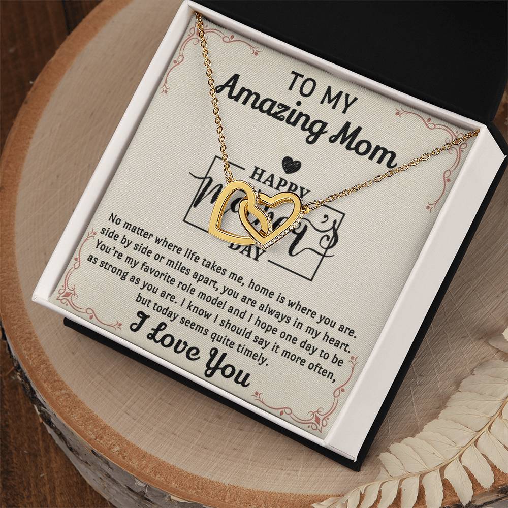 My Amazing Mom Interlocked Together Necklace For Mothers Day Interlocking Hearts Necklace