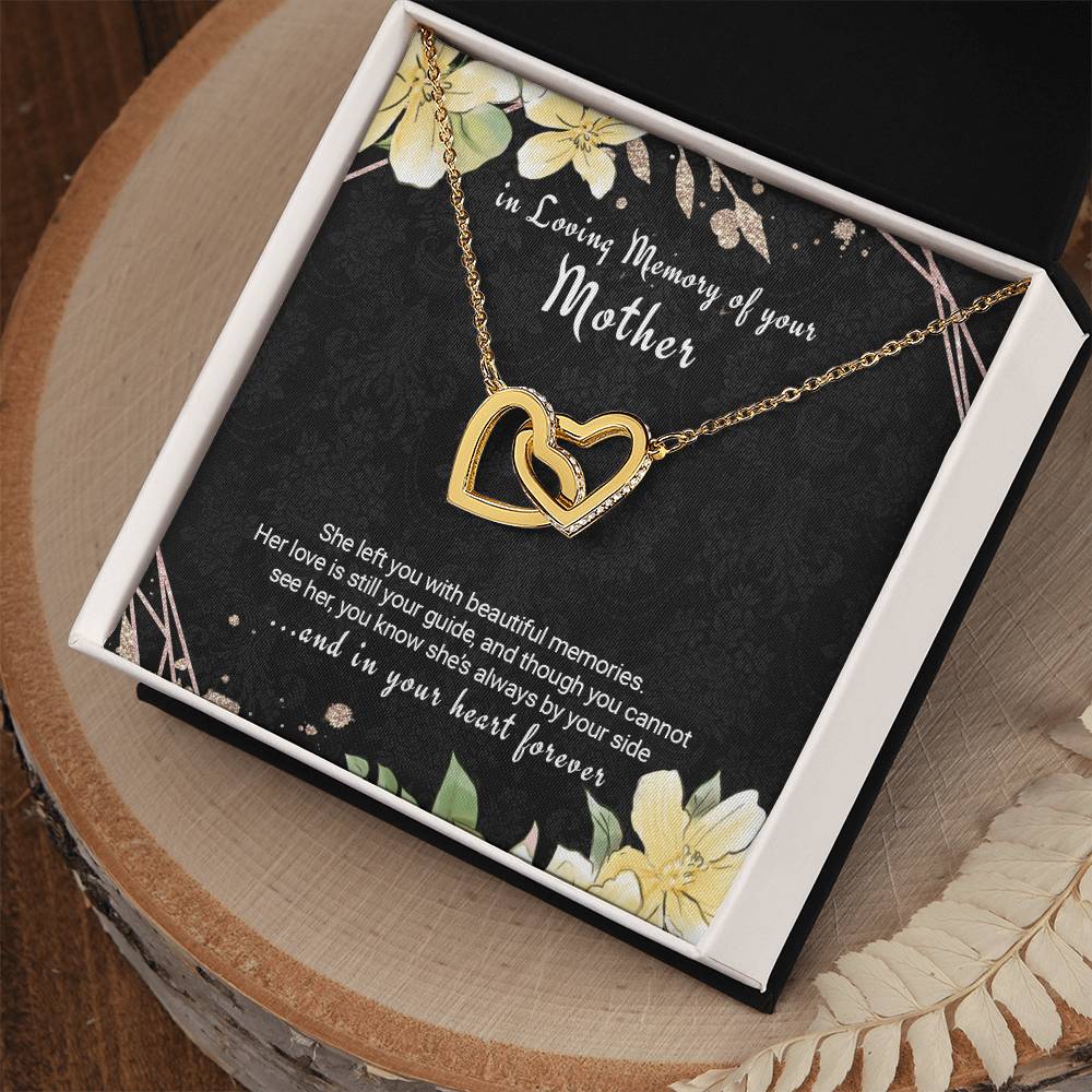 Loss Of Mother Gift Remembrance Necklace Twin Hearts Mom Bereavement Gift Interlocking Hearts Necklace