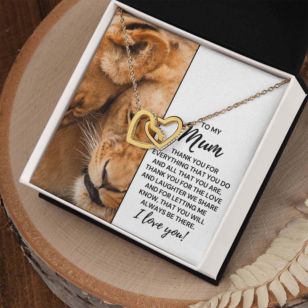 To My Mum - Thank You For Everything That You Do - Necklace Interlocking Hearts Necklace