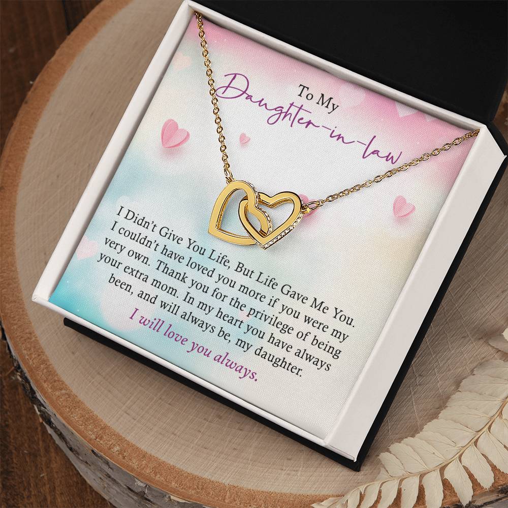 To My Daughter-In-Law - I Will Love You Always - Necklace Interlocking Hearts Necklace