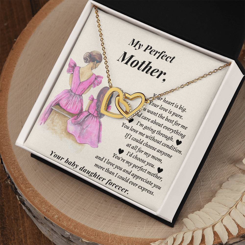 Wedding Gift For Mother - You'Re My Perfect Mother And I Love You And Appreciate You More Than I Could Ever Express Interlocking Hearts Necklace