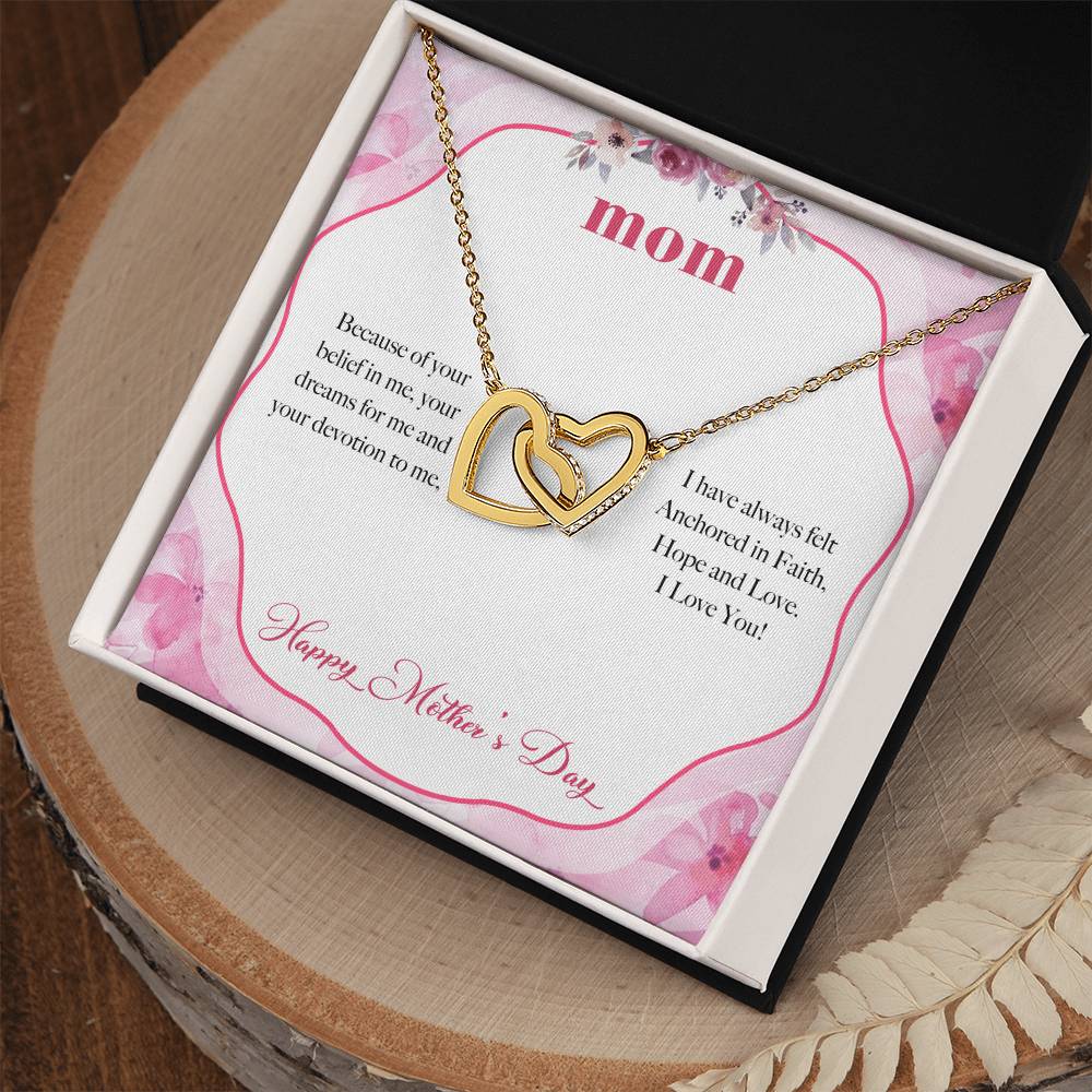 To My Mom Devotion Love You Always Interlocking Hearts Necklace