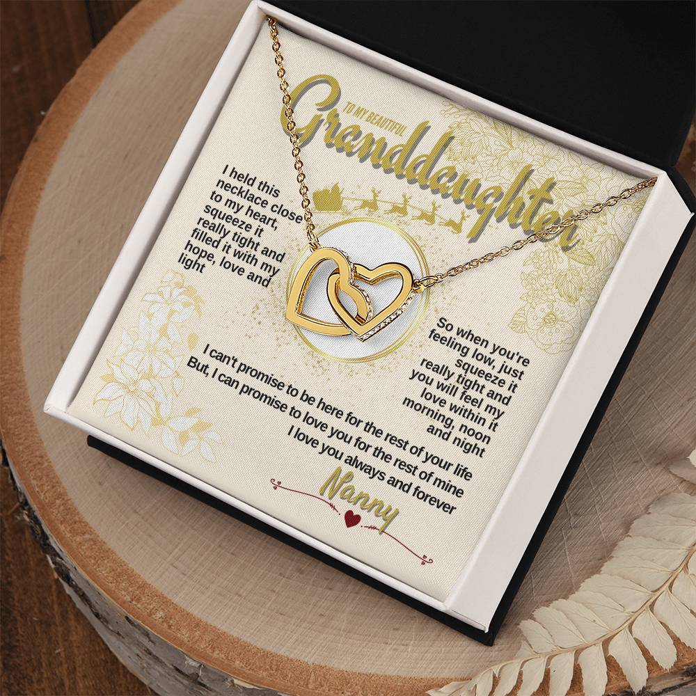 To My Granddaughter - Nanny Loves You Always & Forever - Necklace Interlocking Hearts Necklace