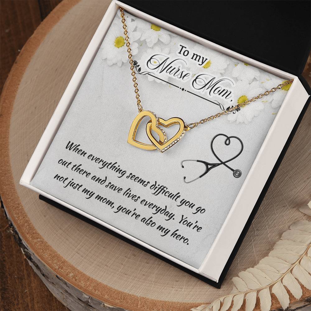 Nurse Mom Mother'S Day Interlocking Hearts Necklace