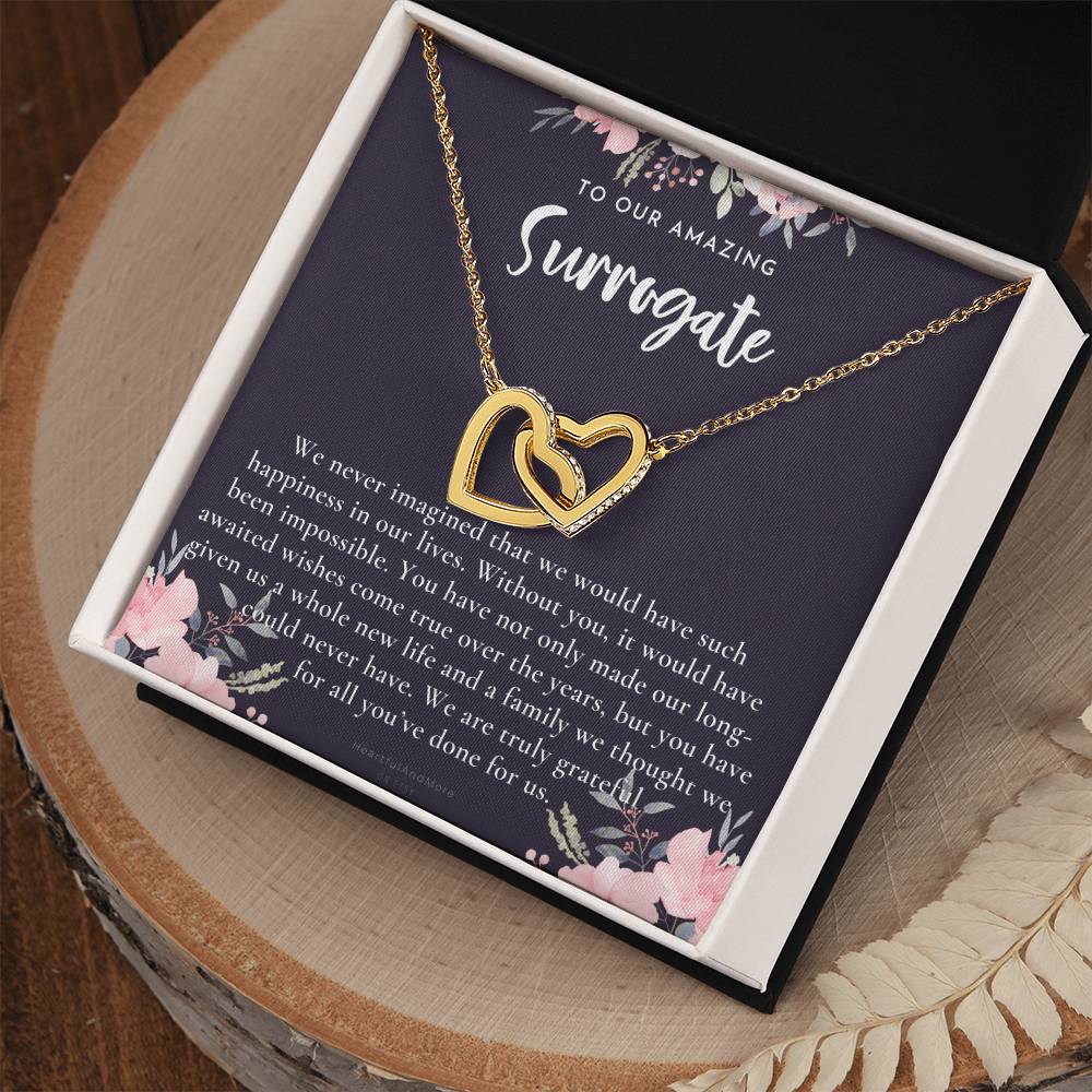 Surrogate Appreciation Gift Surrogate Gift Surrogate Gift With Message Card Surrogate Transfer Day Thank You Gift Interlocking Hearts Necklace