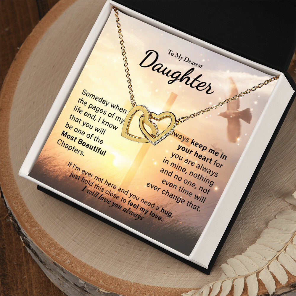 To My Dearest Daughter - Most Beautiful Chapters Interlocking Hearts Necklace