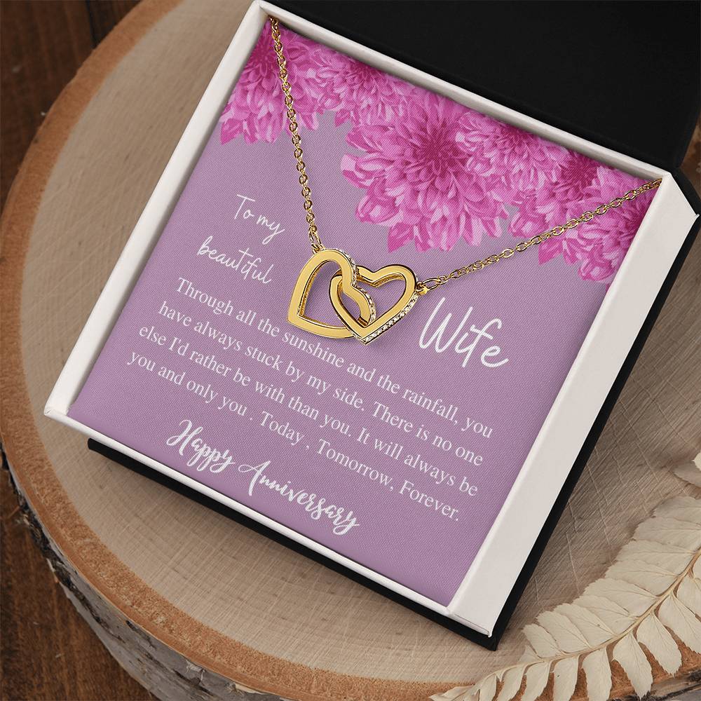 To My Beauiful Wife V2 Interlocking Hearts Necklace