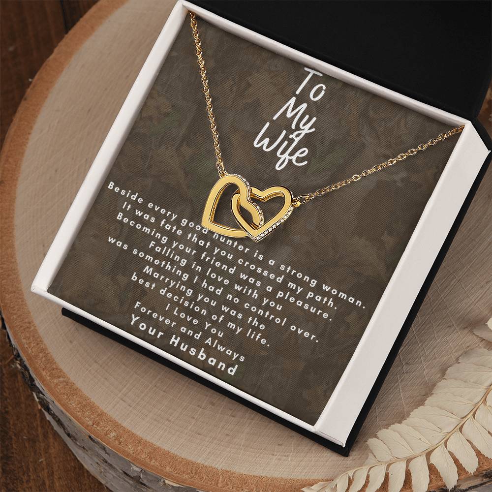 Dear Wife - Make Her Day - Dual Hearts Necklace Interlocking Hearts Necklace