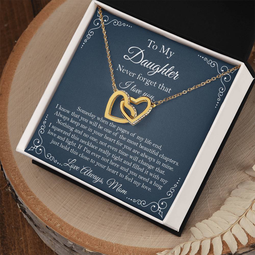 To My Daughter Necklace - You Are The Most Beautiful Chapters Gift For Daughter From Mom Daughter Birthday Graduation Gift Interlocking Hearts Necklace