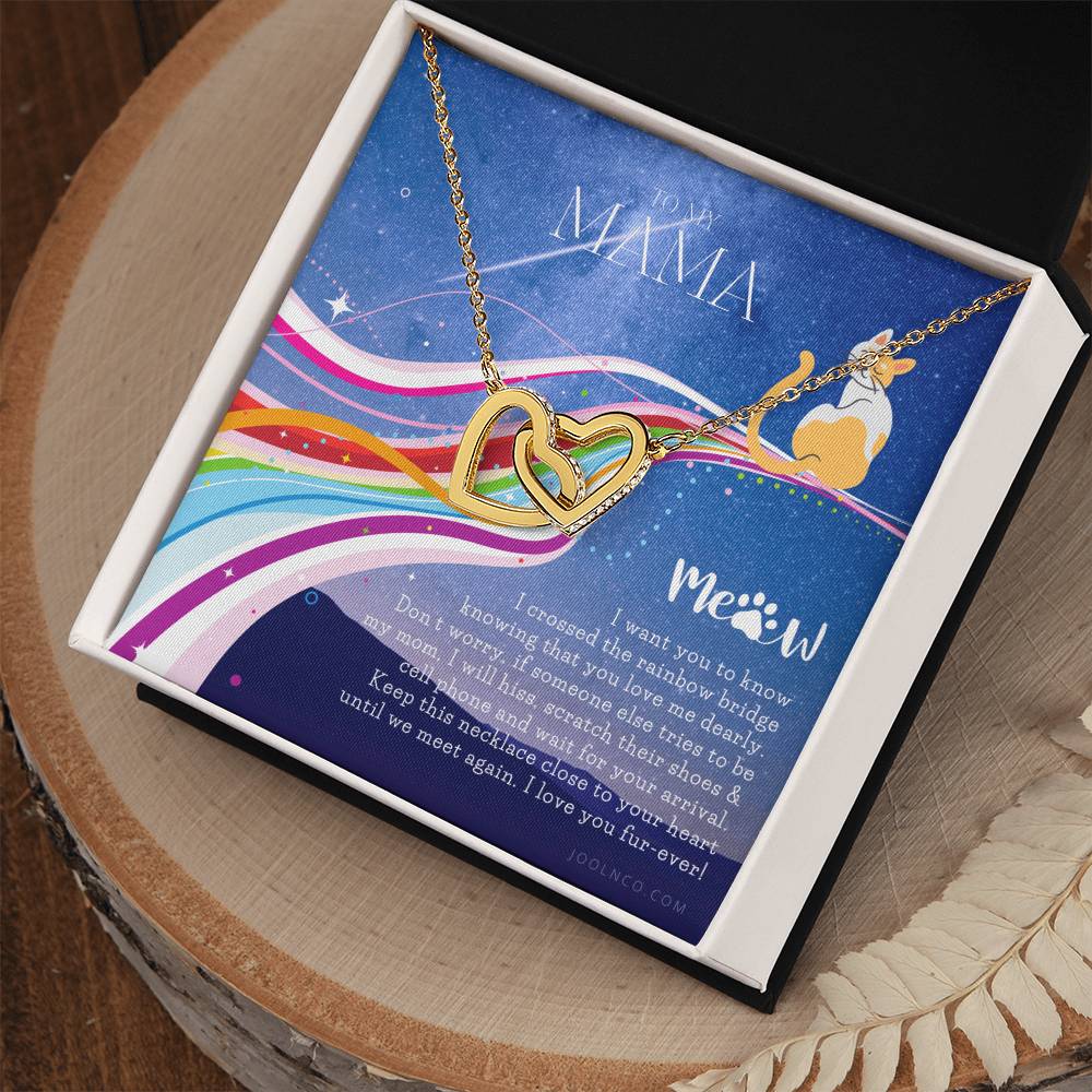 To My Cat Mama Cat Loss Gifts Rainbow Bridge Cat Pet Sympathy Gift Cat Loss Necklace Until We Meet Again Necklace Loss Of Cat Memorial Necklace Interlocking Hearts Necklace