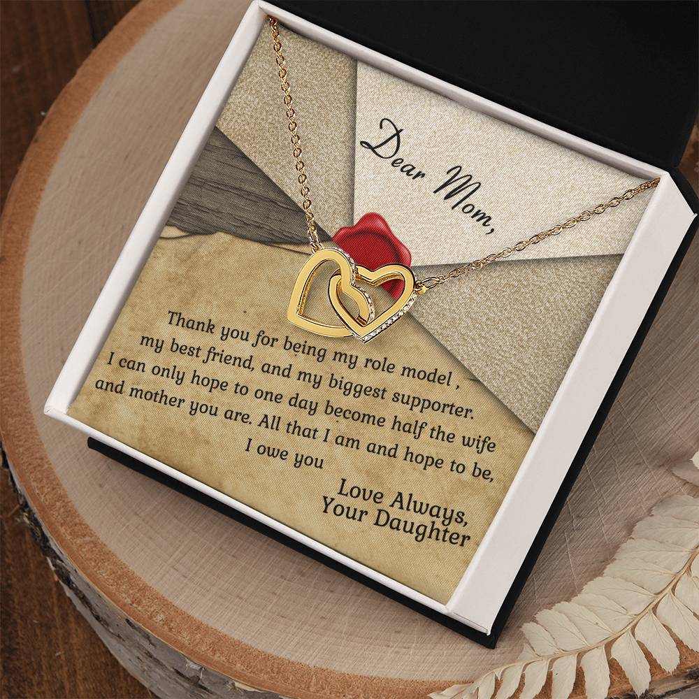 Mom Is My Role Model Interlocking Hearts Necklace