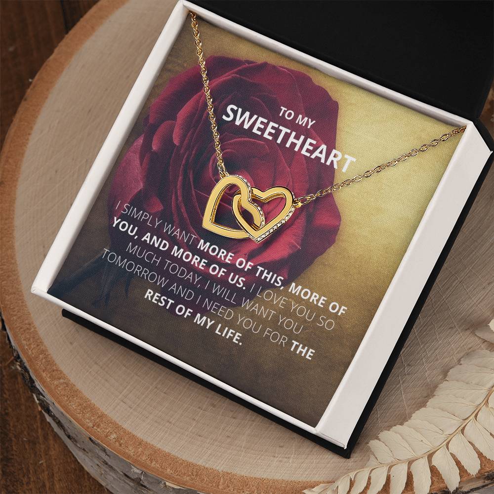 To My Sweetheart - I Want More Of This - Necklace Interlocking Hearts Necklace