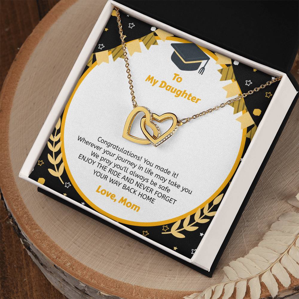 To My Daughter You Made It - Necklace Interlocking Hearts Necklace