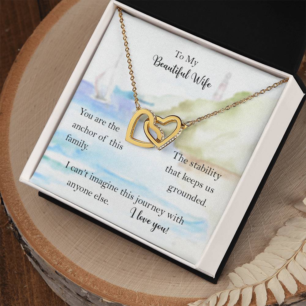 My Wife Anchor Of Our Family Interlocked Hearts Necklace From Husband Interlocking Hearts Necklace