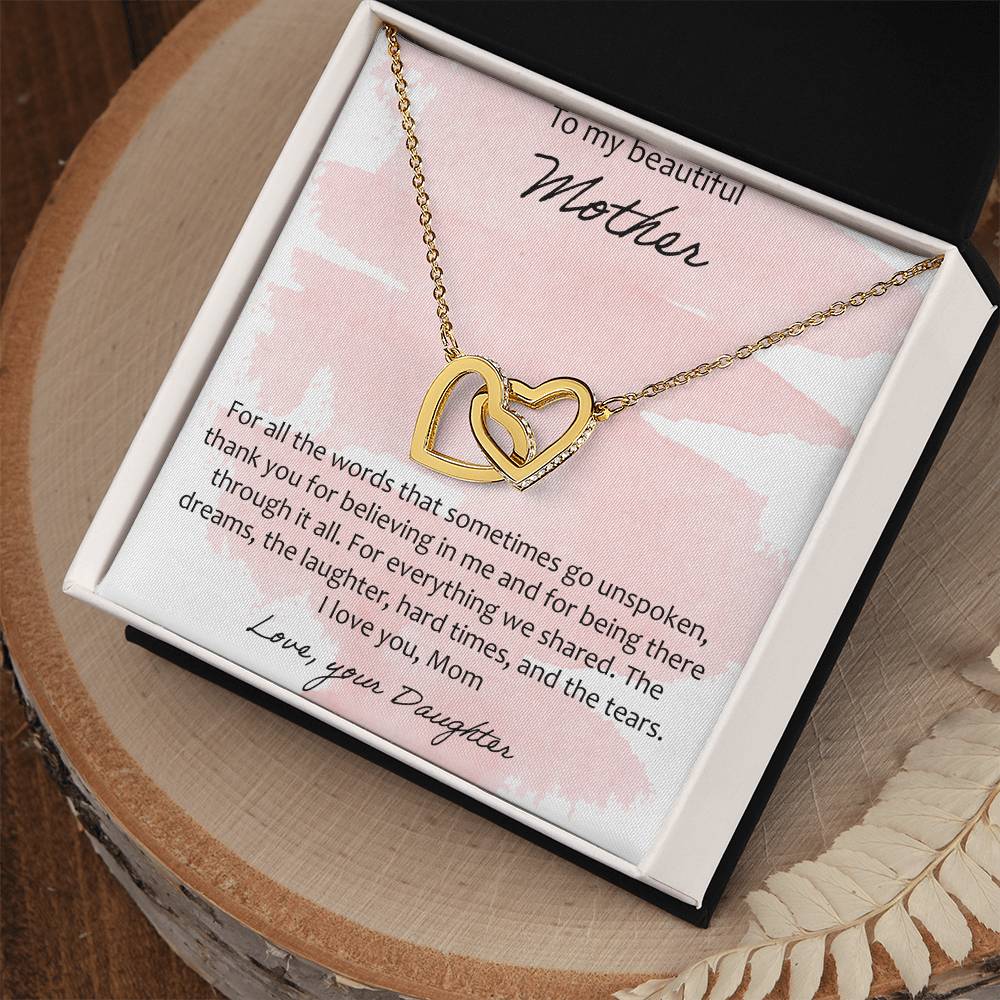 To My Beautiful Mother Interlocking Hearts Necklace