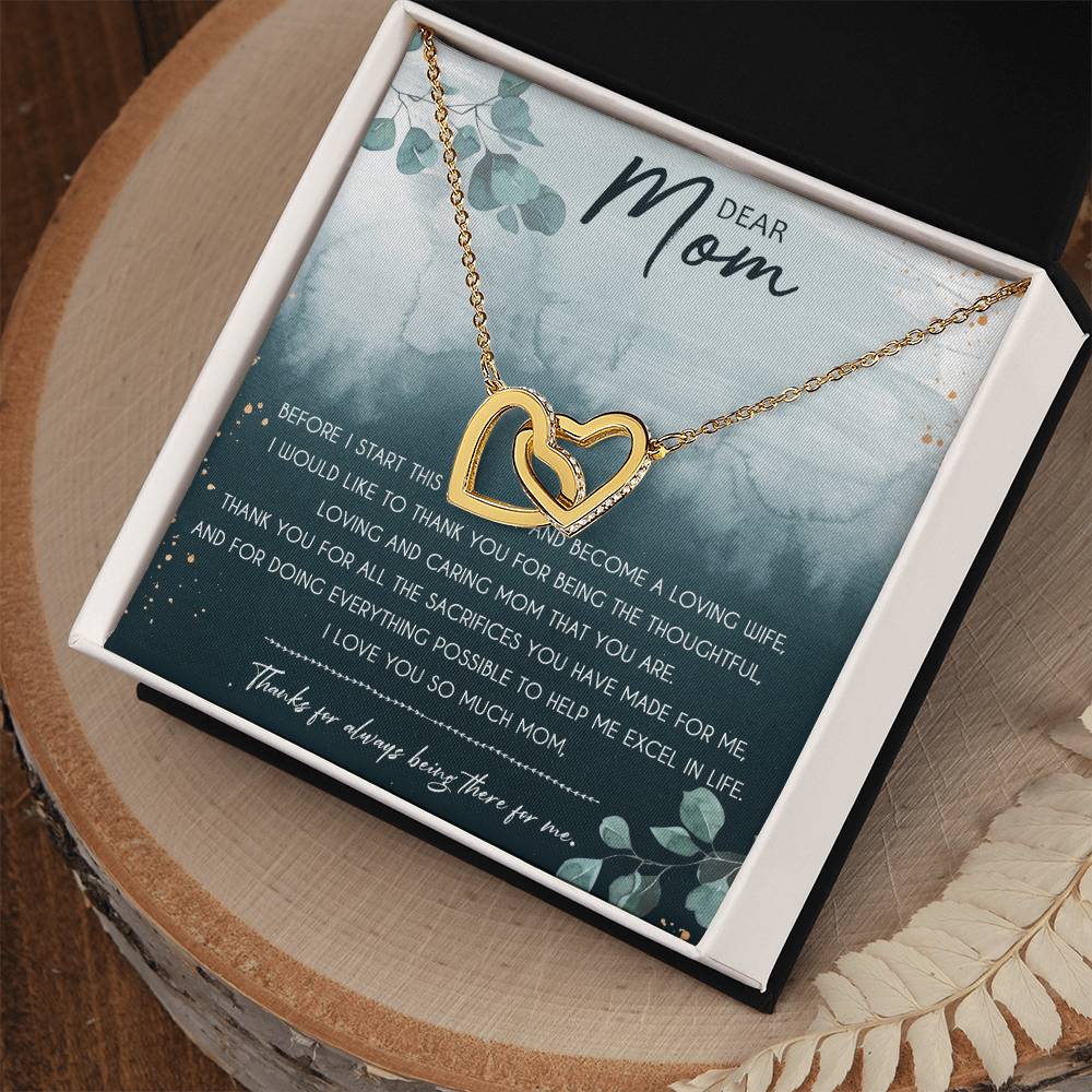 Dear Mom Interlocking Hearts Necklace Message Card