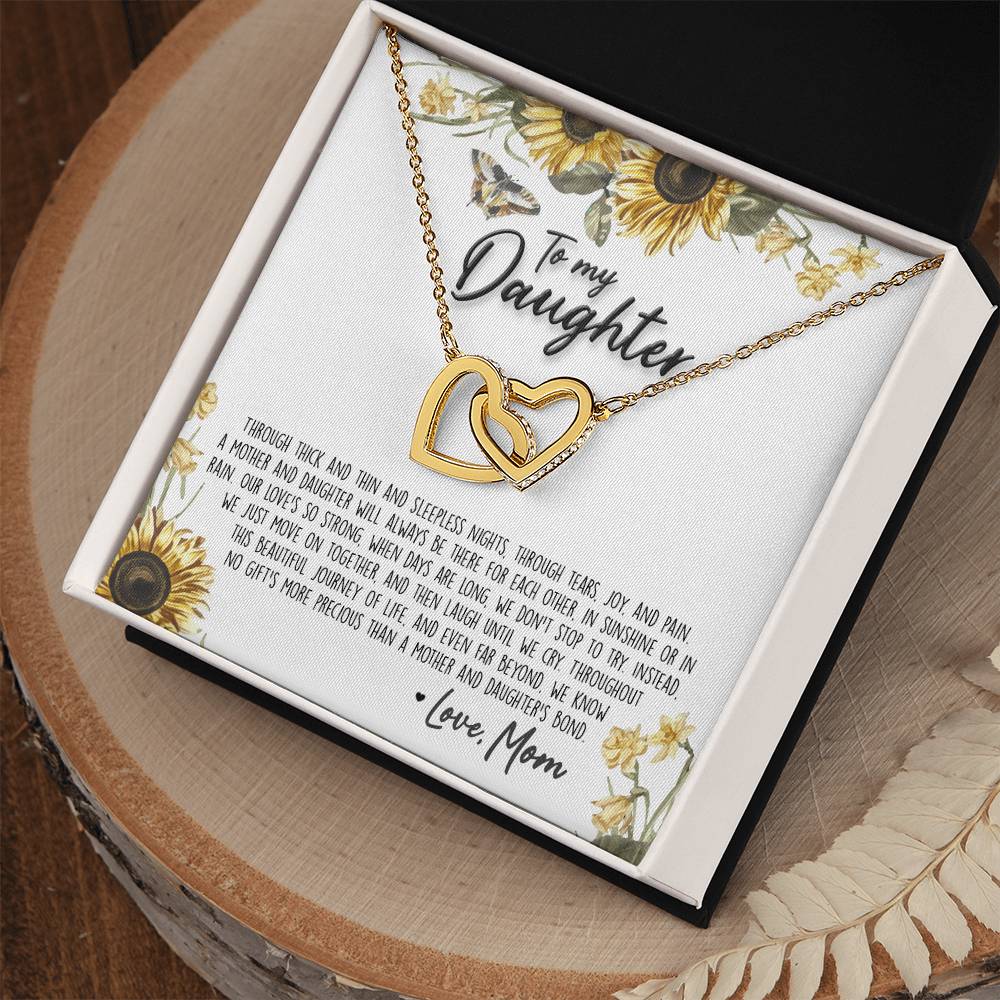 A Mother & Daughter'S Bond - Necklace With Message Card Interlocking Hearts Necklace