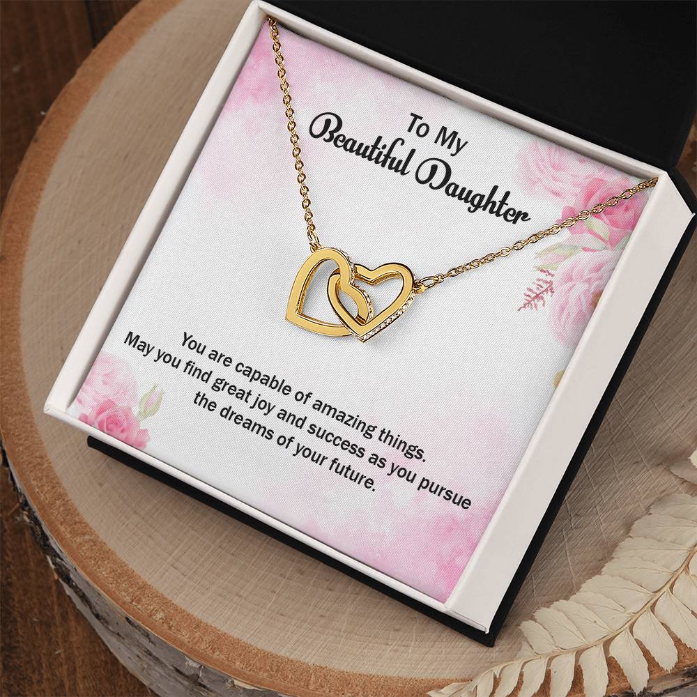 Daughter Grduation Two Hearts Interlocking Hearts Necklace