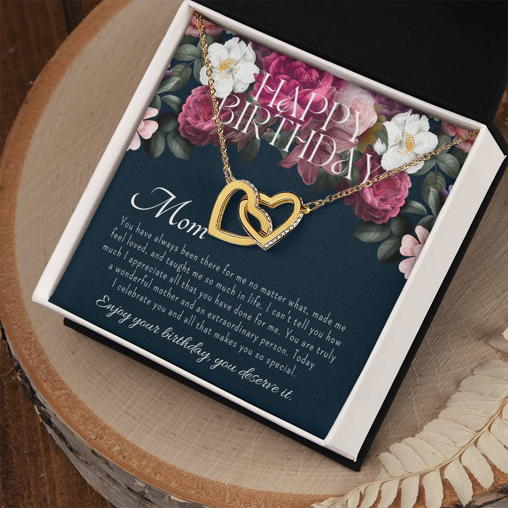 Mother'S Birthday Gift Necklace For Mom'S Birthday Elegant Gift For Mom From Daughter & Son Best Mom Gift Message Card Elegant Gift Interlocking Hearts Necklace