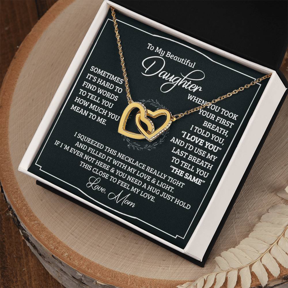 To My Beautiful Daughter - Interlocking Heart Necklace Interlocking Hearts Necklace