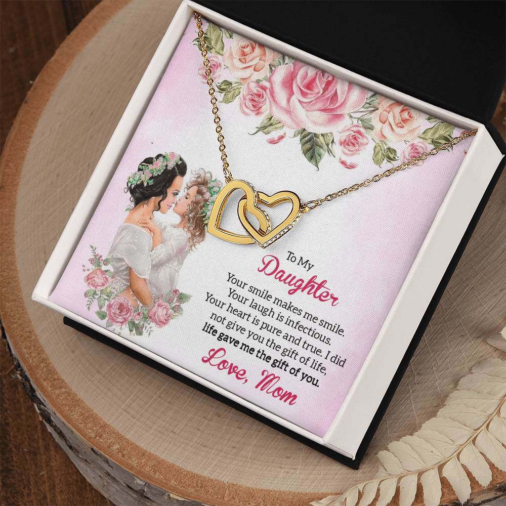 Forever Bonding Heart Necklace Gift Set - To My Daughter Interlocking Hearts Necklace