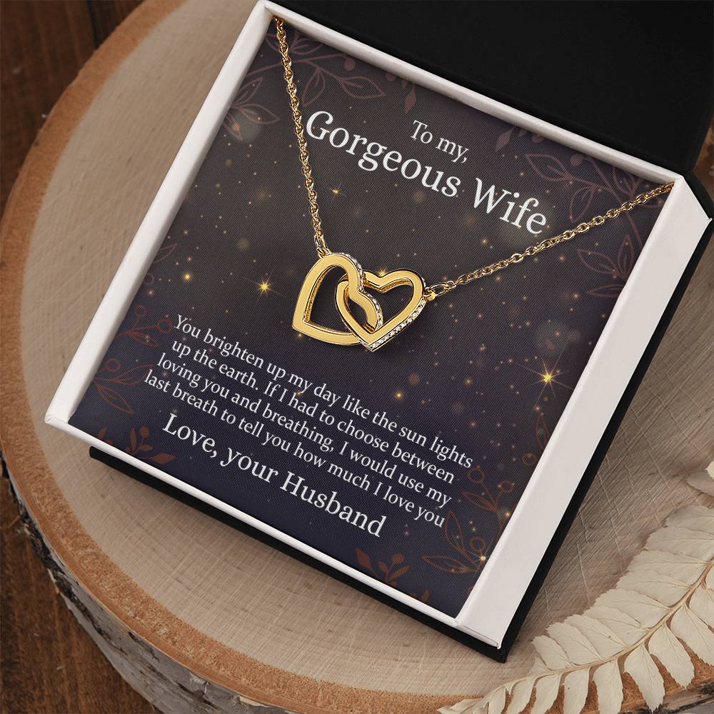To My Gorgeous Wife - Interlocking Hearts Necklace