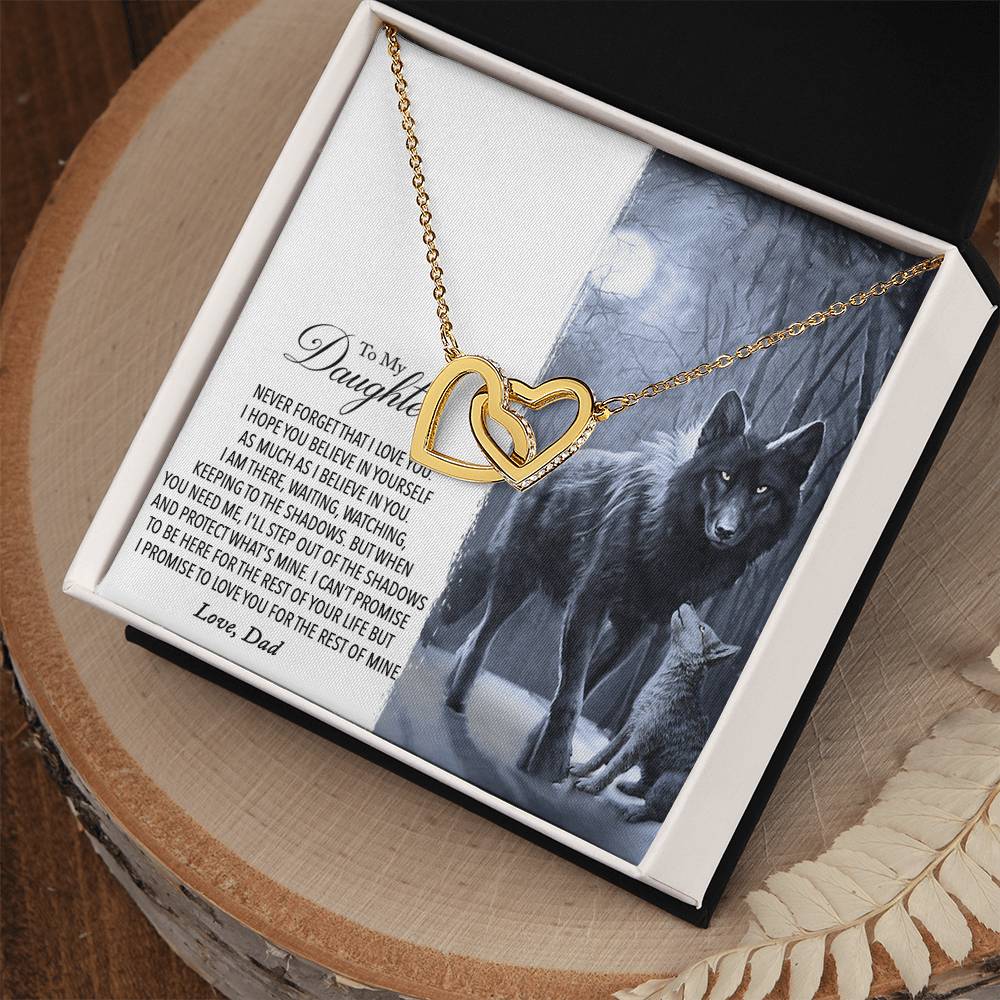 To My Daughter - Never Forget That I Love You Interlocking Hearts Necklace