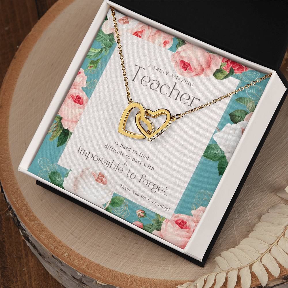 Teacher Gift Gift For Teacher Necklace A Truly Amazing Teacher Appreciation Gift Interlocking Hearts Necklace