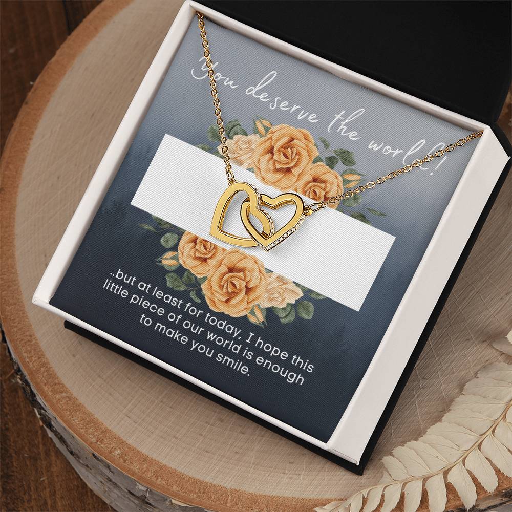 My World - Stainless Steelrose Gold Interlocked Hearts Necklace And Card Interlocking Hearts Necklace