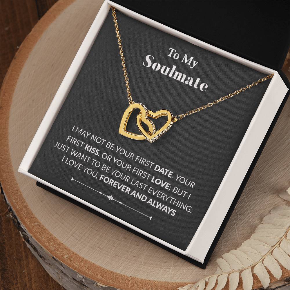 To My Soulmate Interlocking Heart Necklace Wife Necklace Fiancé Neclace Interlocking Hearts Necklace