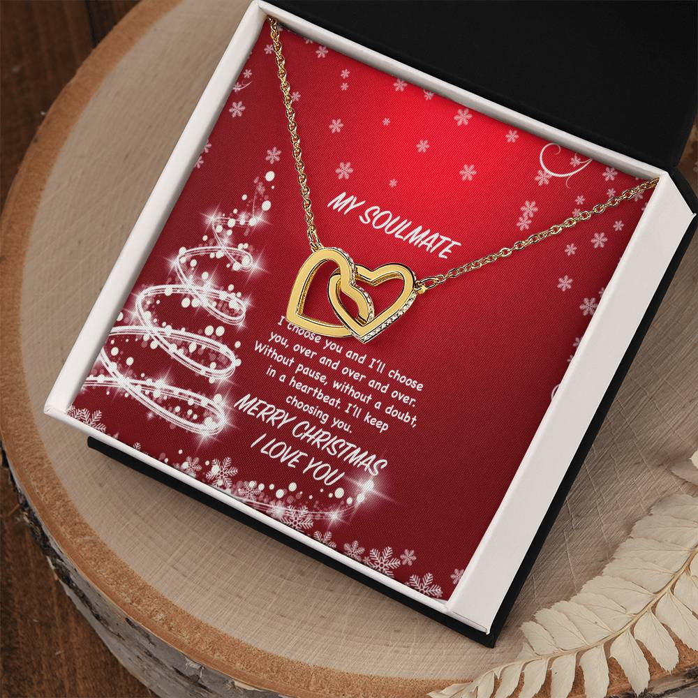 My Soulmate - I Choose You And I'Ll Keep Choosing You Interlocking Hearts Necklace