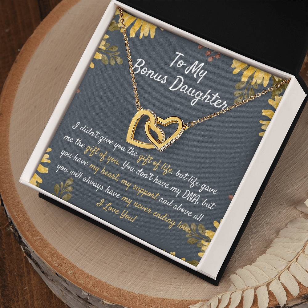 Gift For Bonus Daughter Stepdaughter Necklace Stepdaughter Gift Ideas Unbiological Daughter Gift Best Gift For Stepdaughter Interlocking Hearts Necklace