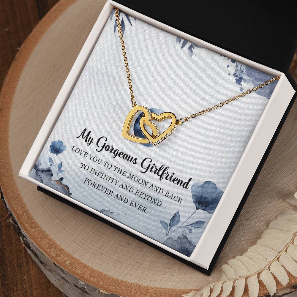 My Gorgeous Girlfriend Interlocking Hearts Necklace Message Card