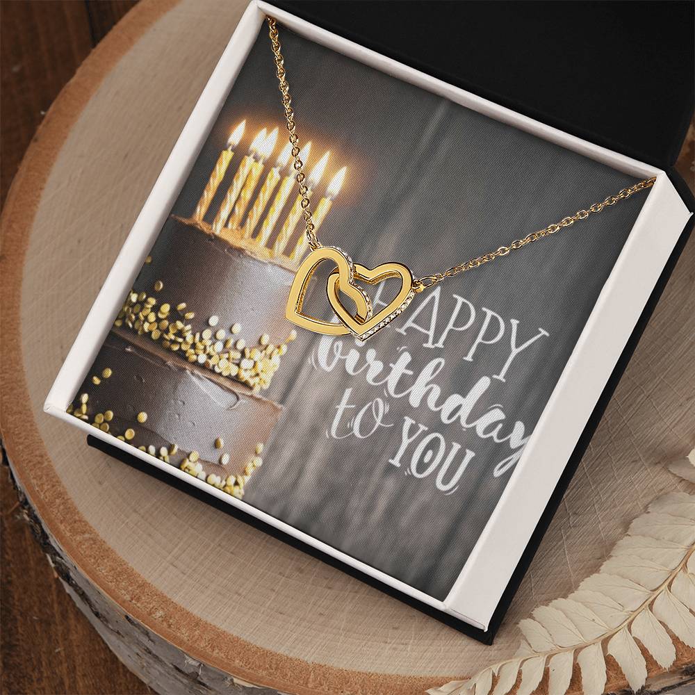 Happy Birthday Interlocking Hearts Necklace