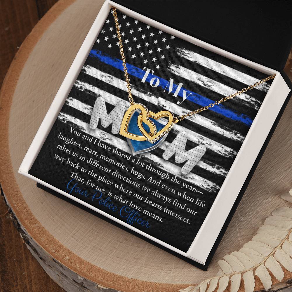 Police Officer'S Mom Necklace Interlocking Hearts Necklace