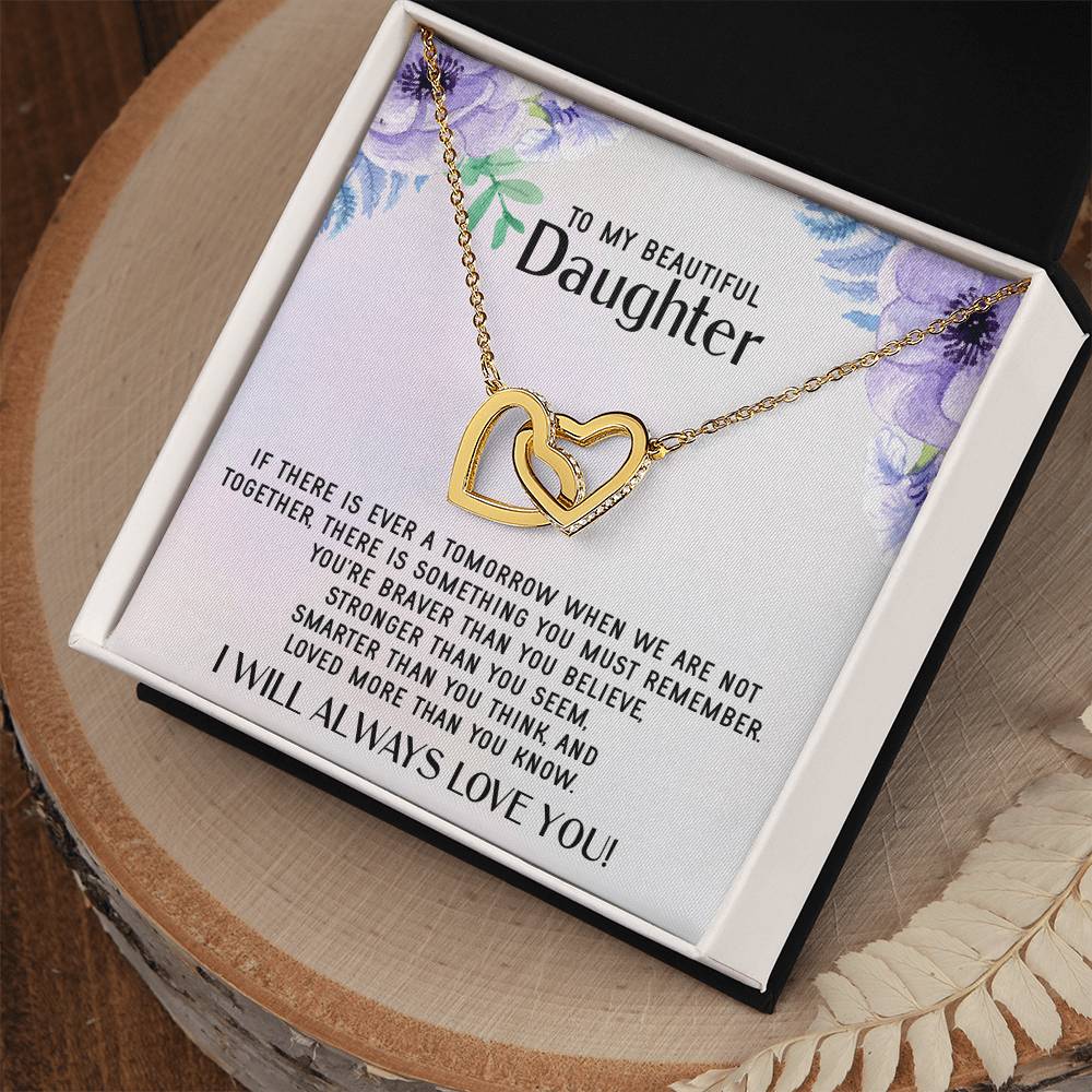 To My Daughter Necklace Gift From Mom Sentimental Jewelry Gift From Father Mother'S Day Gift For Daughter From Mother Interlocking Hearts Necklace