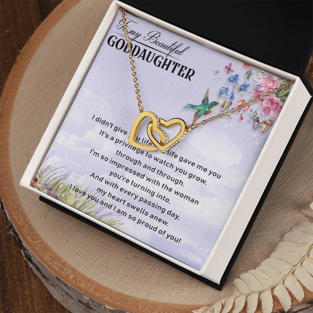 To My Goddaughter Interlocking Hearts Necklace Message Card