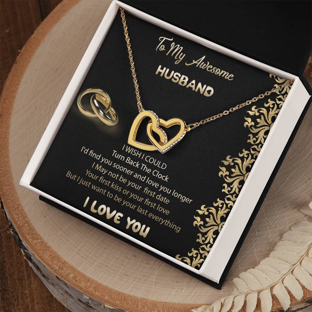 To My Awesome Husband Interlocked Hearts Necklace Interlocking Hearts Necklace