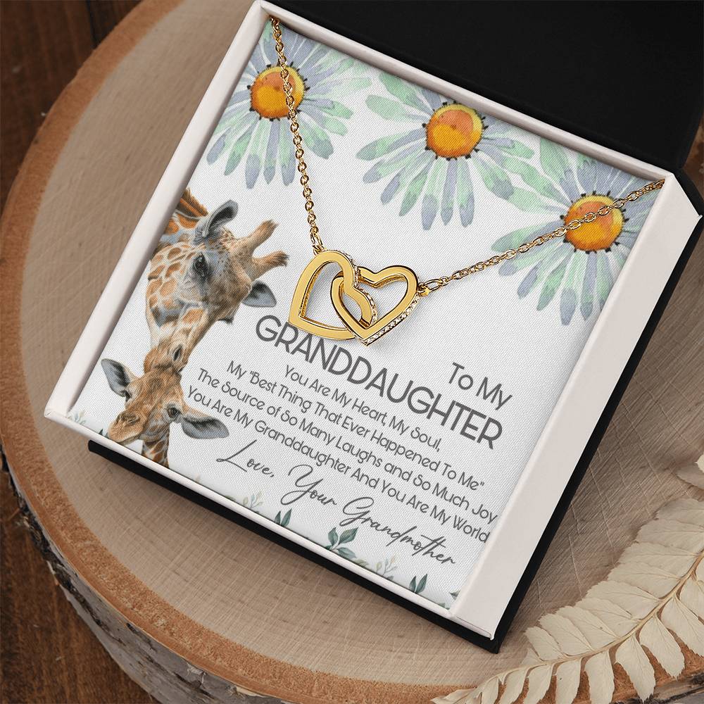 To My Granddaughter Interlocking Hearts Necklace Message Card