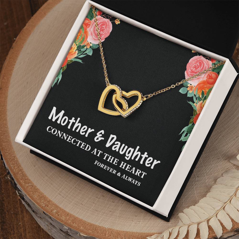 Mother & Daughter Connected At The Heart For Mother'S Day Interlocking Hearts Necklace