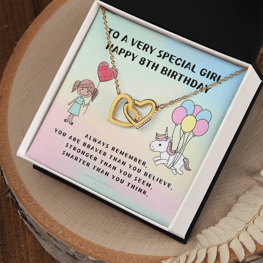 8Th Personalized Birthday Gift Birthstone Name 8Th Birthday Necklace Gift Happy 8Th Birthday Gift Gift For 8 Year Birthday Girl Interlocking Hearts Necklace