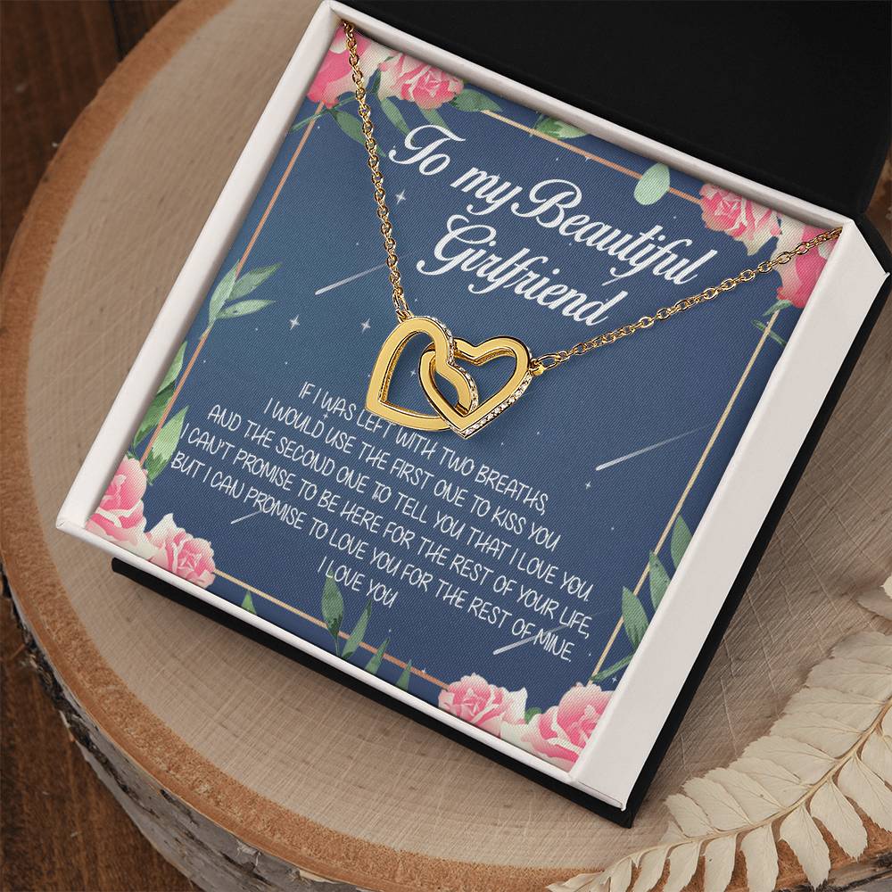 To My Beautiful Girlfriend Interlocking Hearts Necklace
