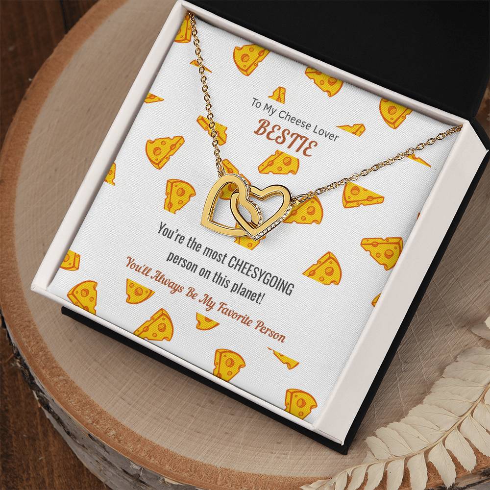 Necklace Gift For Cheese Lover Bestie Cheesy Gift Cheesy Card Cheese Hamper Cheese Lover Gift Birthday Gift For Bestie Interlocking Hearts Necklace