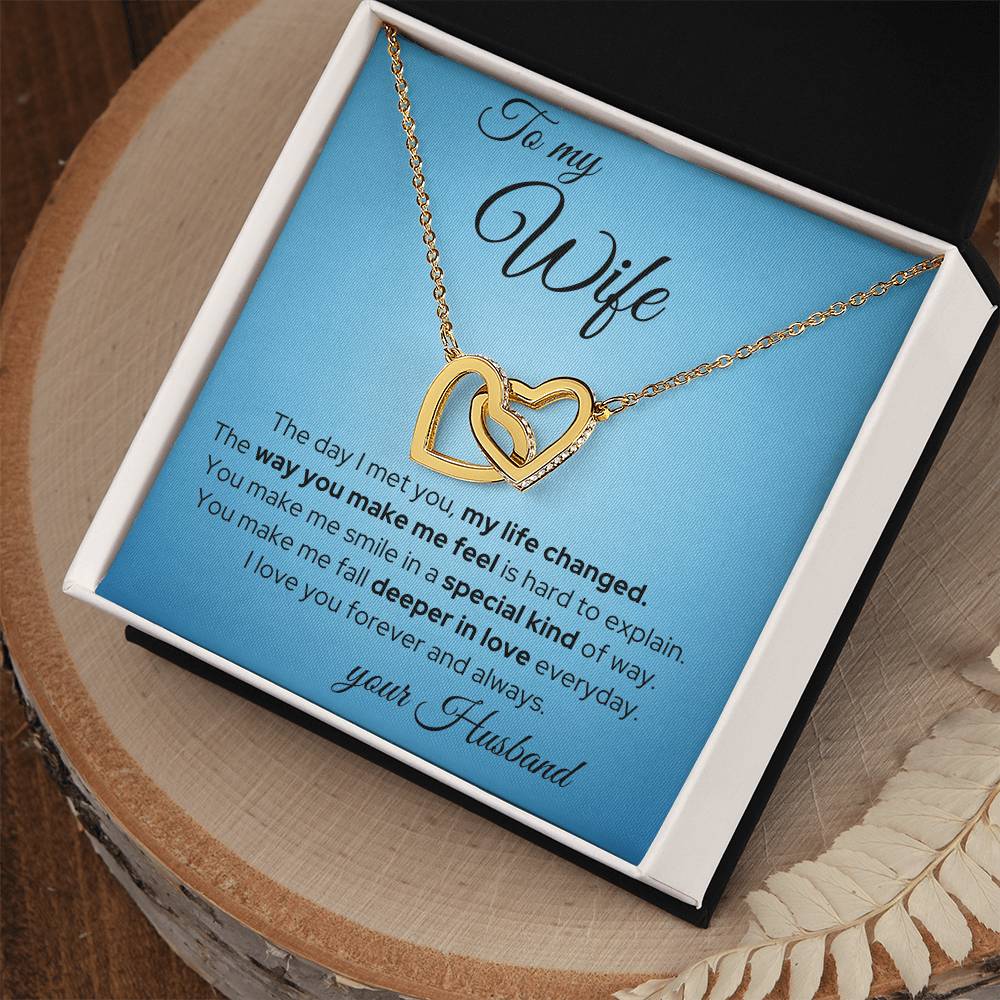 My Life Changed - Wife Necklace Interlocking Hearts Necklace