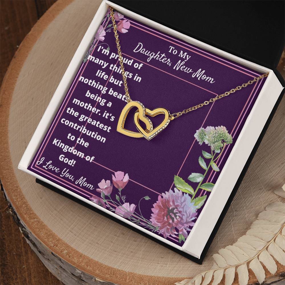 New Mom Cubic Zirconia Stone Necklace Interlocking Hearts Necklace