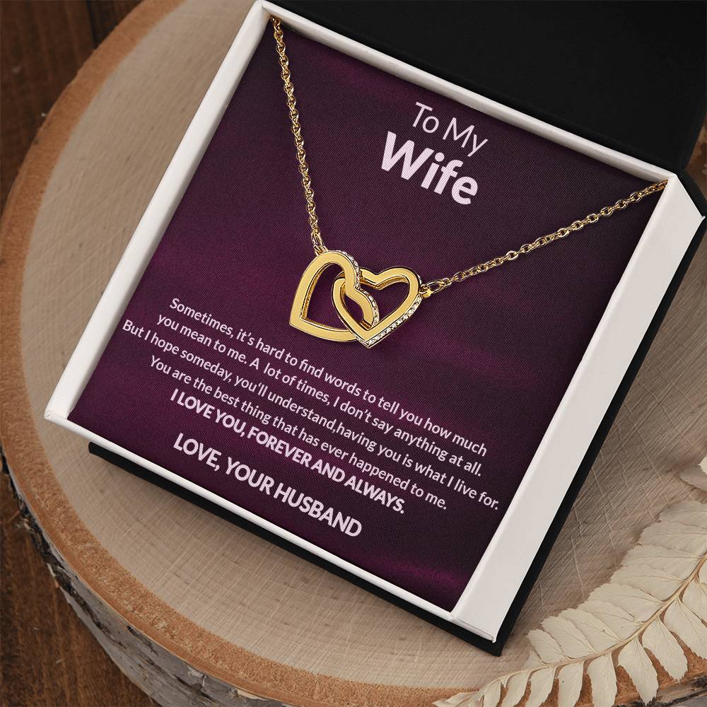 To My Wife Interlocking Heart Necklace Anniversary Gift For Wife Christmas Gift For Wife Interlocking Hearts Necklace