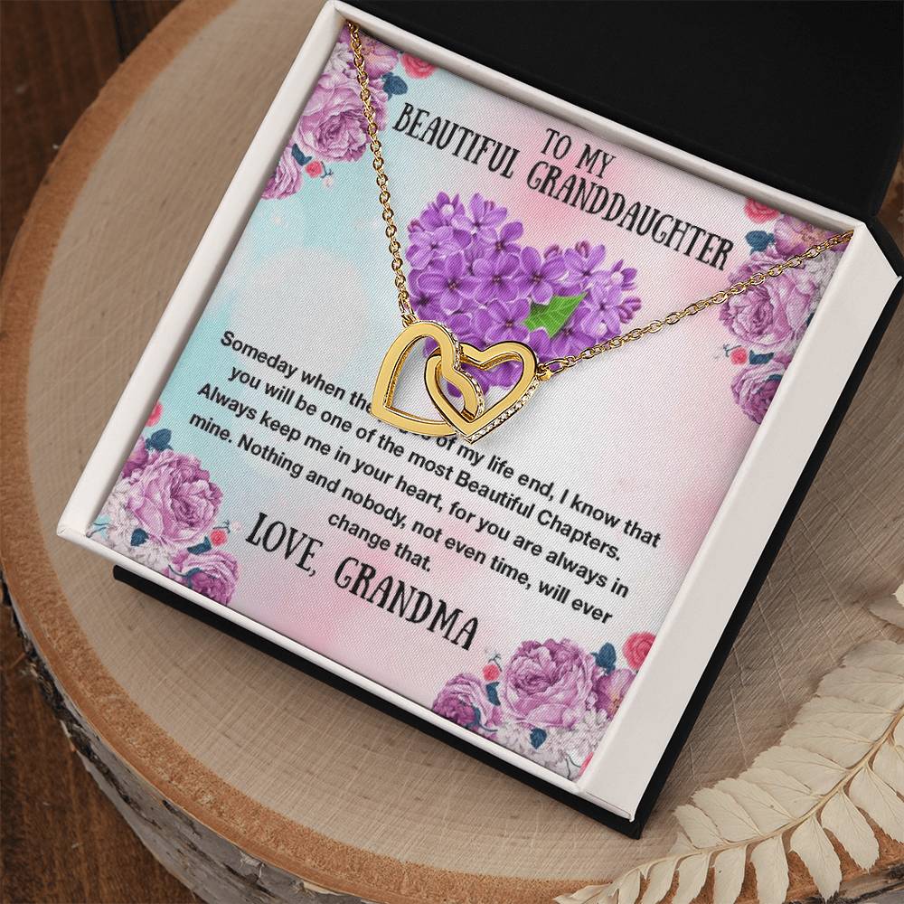 To My Granddaughter Necklace - The Most Beautiful Chapters - Gift For Granddaughter Granddaughter Interlocking Hearts Necklace
