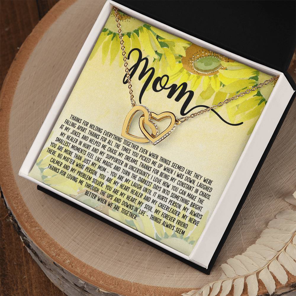 Mom - Things Always Seem Better When We Are Together Interlocking Hearts Necklace