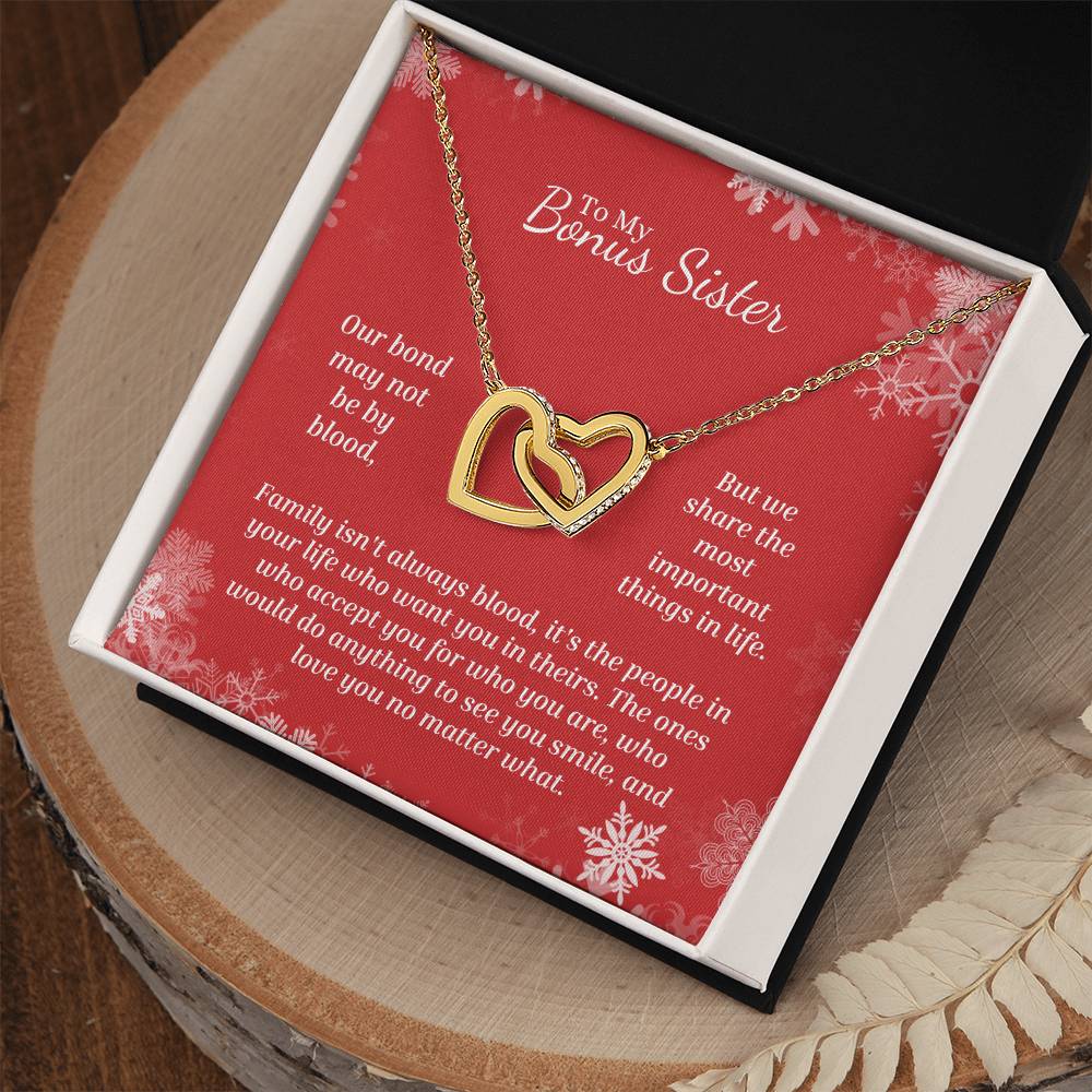 Love You No Matter What - Interlocking Hearts Necklace For Bonus Sister