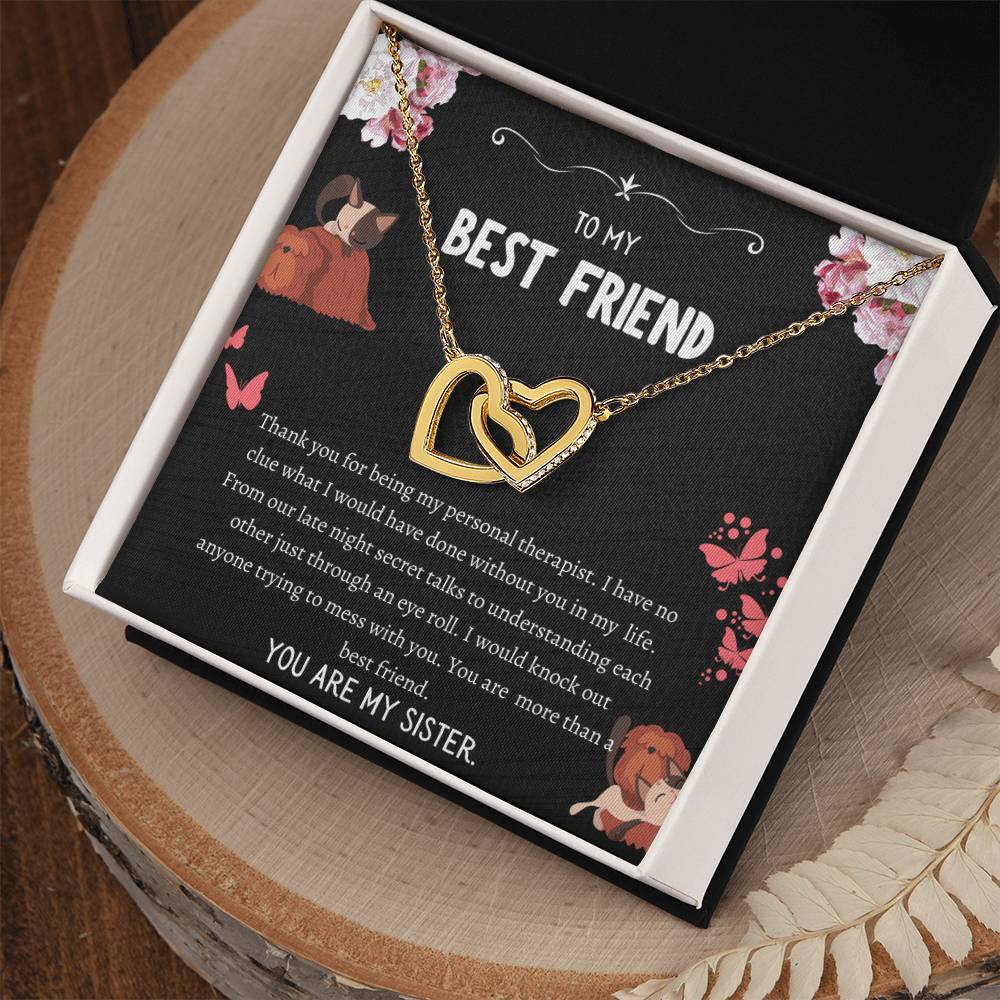 Interlocking Hearts Necklace For Bestfriend Message Card